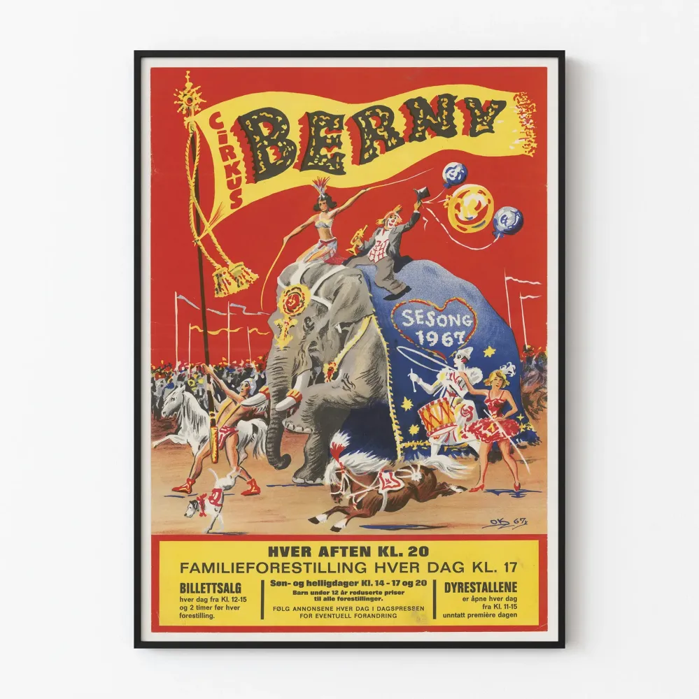 Juliste Bernyn sirkuskausi 1967 - Vintage-seinäkoriste
