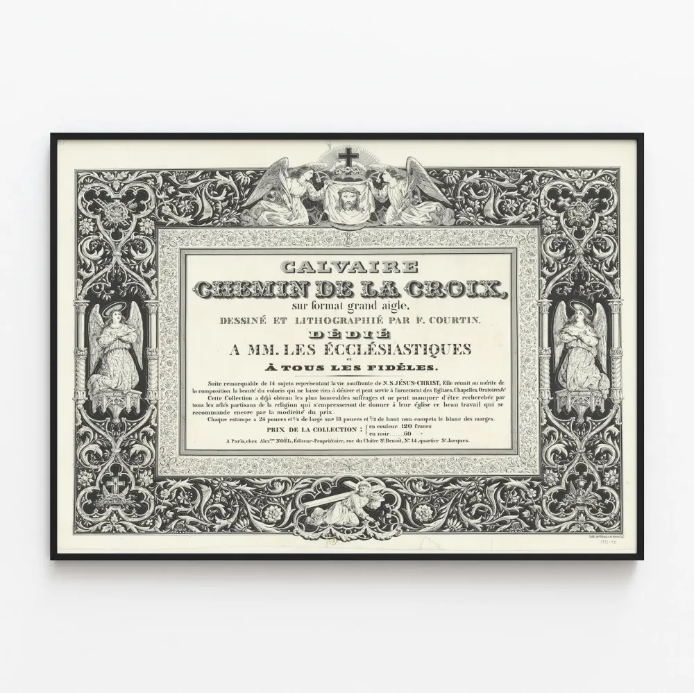 Juliste Calvaire Ristin tie - litografiana F. Courtinilta