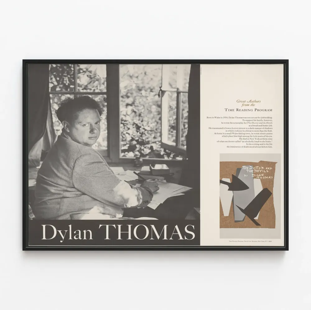 Juliste Dylan Thomasin muotokuva ja historia seinäkoristetta varten