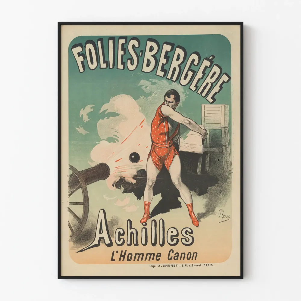 Juliste Folies Bergère Achilles L'Homme Canon vintage