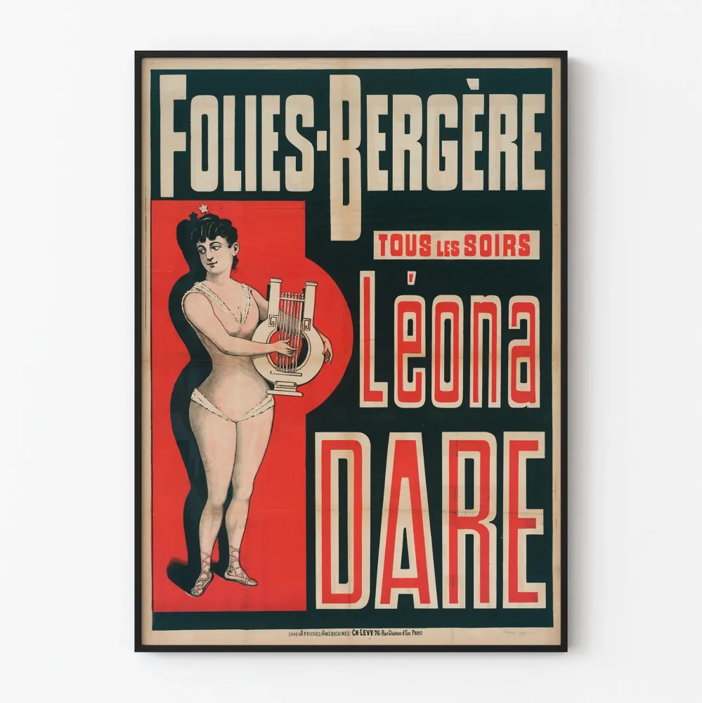 Juliste Folies Bergère Leona Dare seinäkoriste vintage