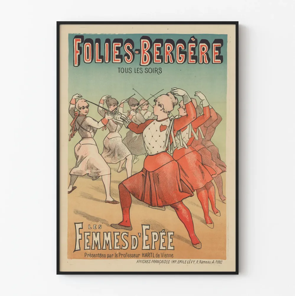 Juliste Folies Bergère Naisiin miekan kanssa seinäkoriste vintage