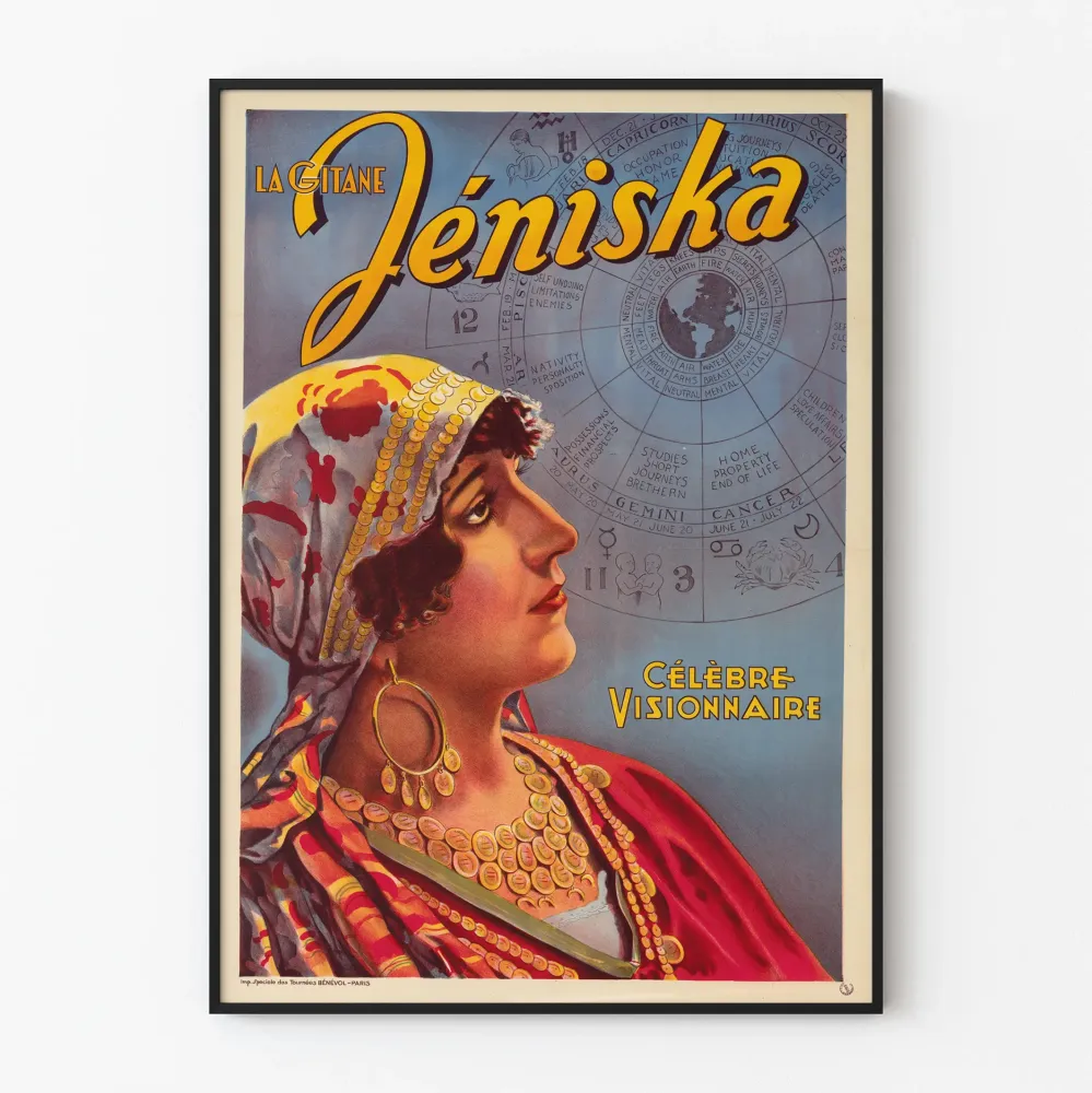 Juliste La Gitane Jéniska Célèbre Visionnaire koristeellinen vintage