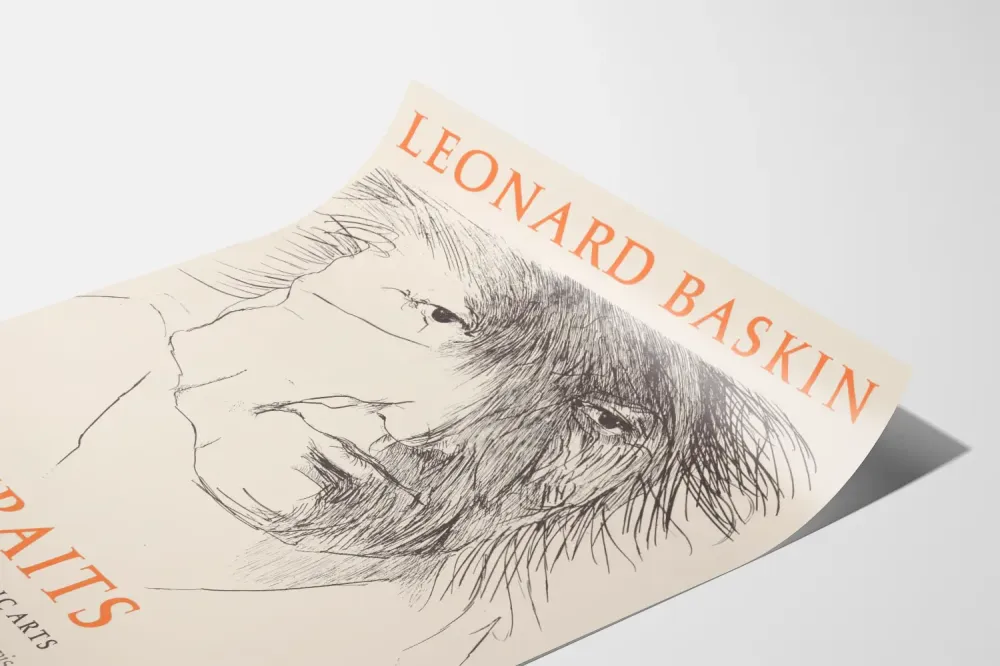 Juliste graafisen taiteen mestareiden muotokuvista Leonard Baskiniltä