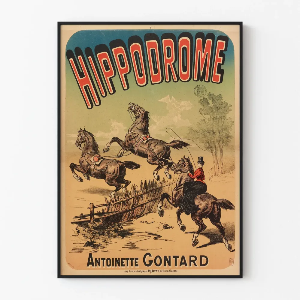 Juliste Hippodrome Antoinette Gontard vintage-ratsastuskilpailu