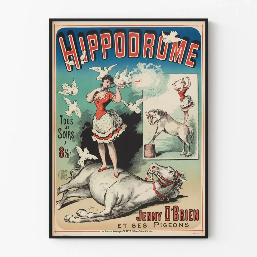 Juliste Hippodrome Jenny O’Brien ja hänen kyyhkysensä - vintage-seinäkoriste