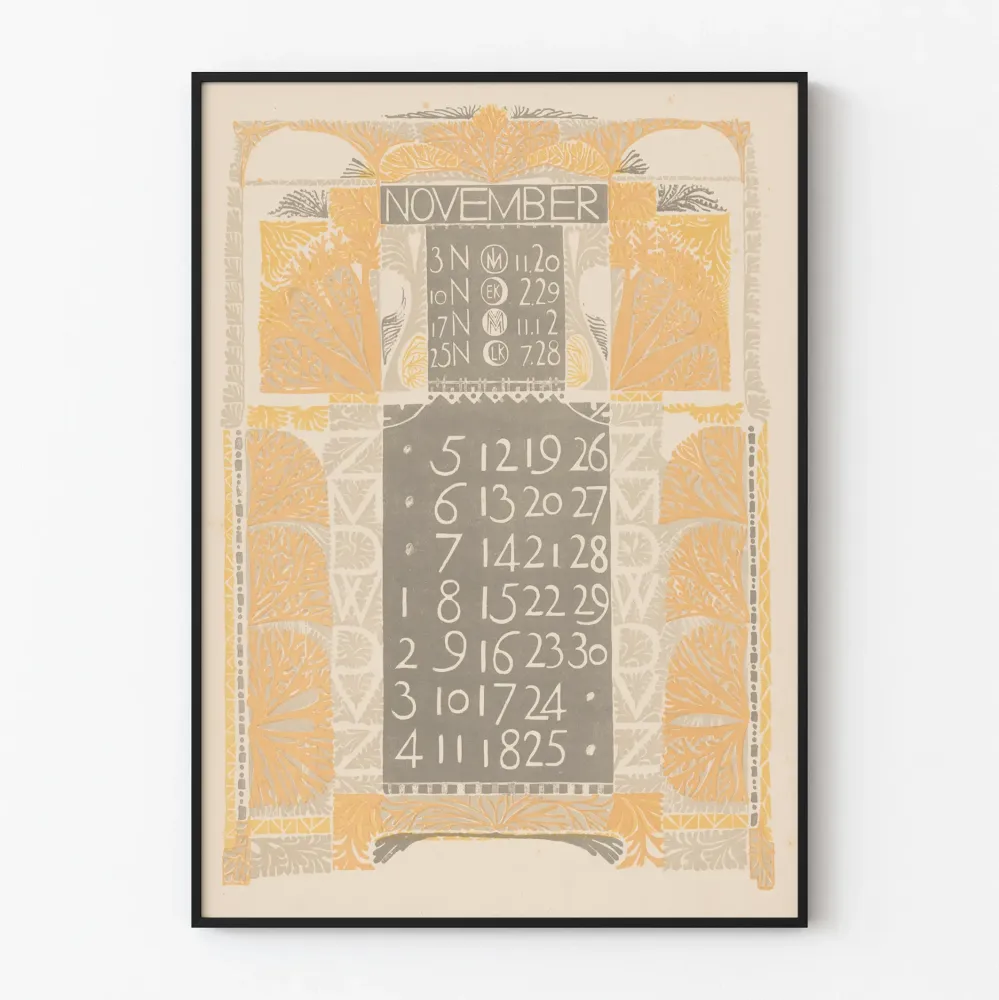 Juliste Kalenteri Marraskuu 1899 Art Nouveau