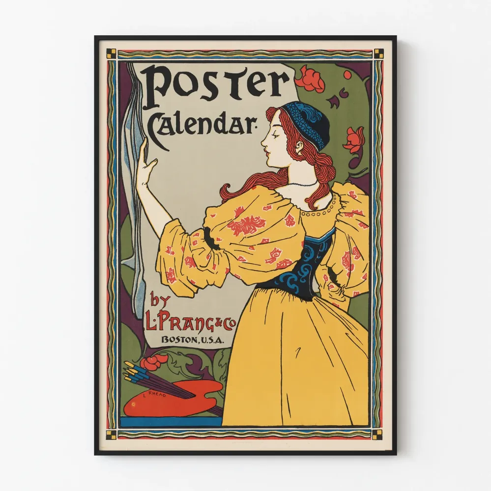 Juliste Kalenteri Naisesta keltaisessa mekossa - Vintage-seinäkoriste