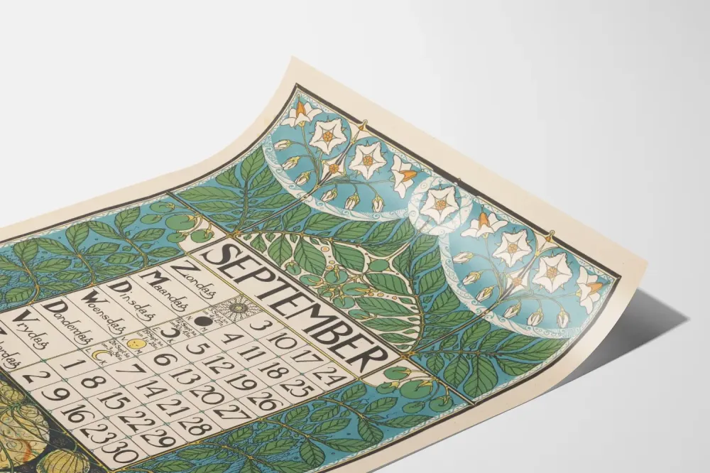 Juliste Kalenteri syyskuu 1899 Art nouveau -tyyli