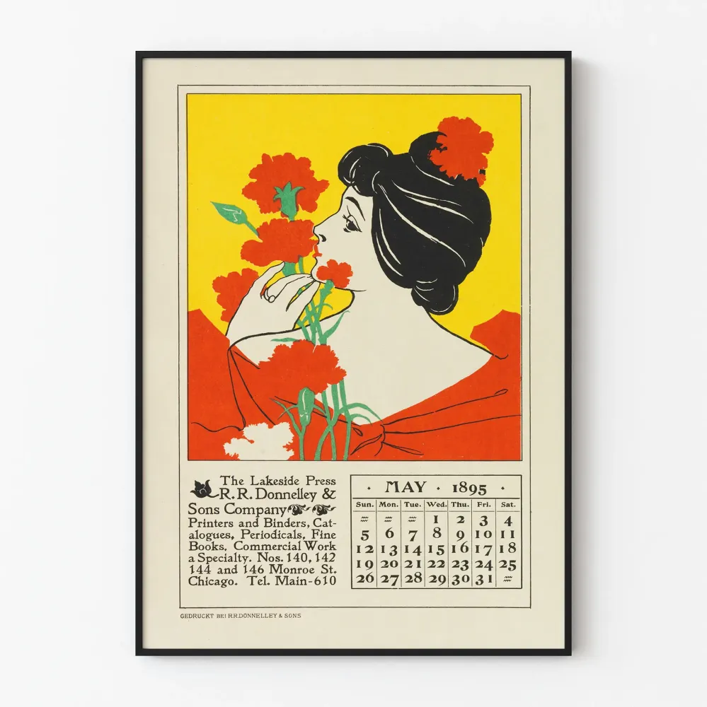 Juliste Kalenteri Vintage Lakeside Press Toukokuu 1895