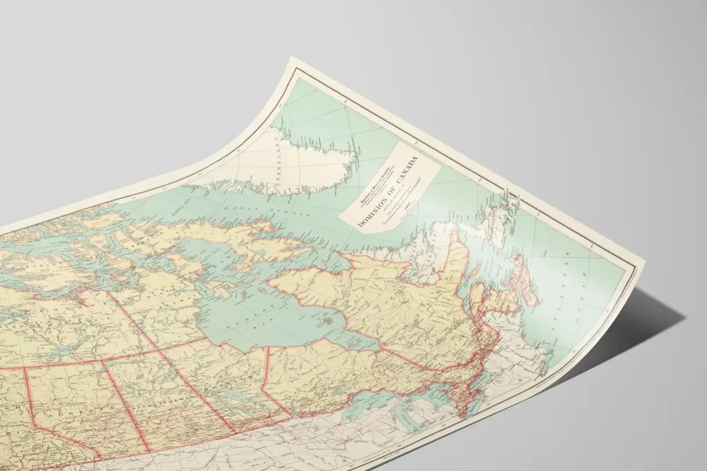 Juliste Kanadan hallitusalueen historiallisesta kartasta 1937