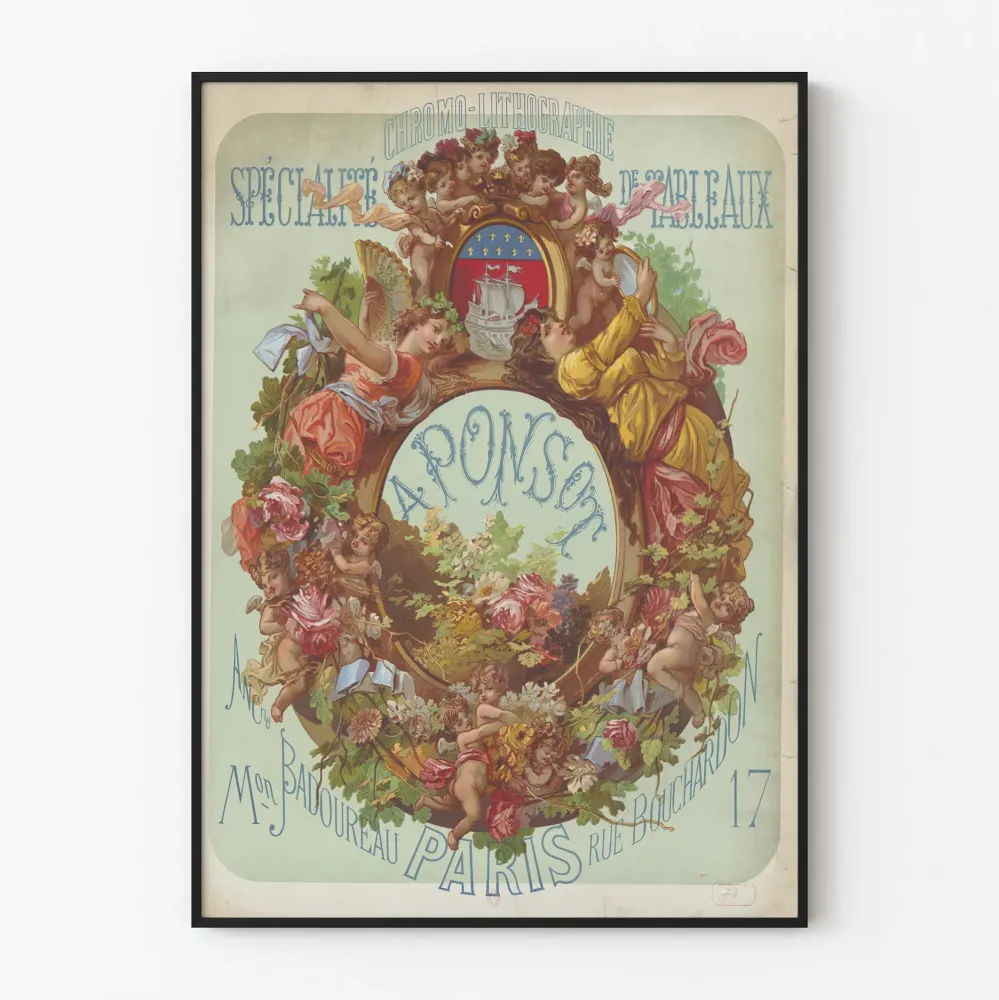 Juliste kromoliittografiasta vintage-erikoisuus taulut Ponsot Pariisi