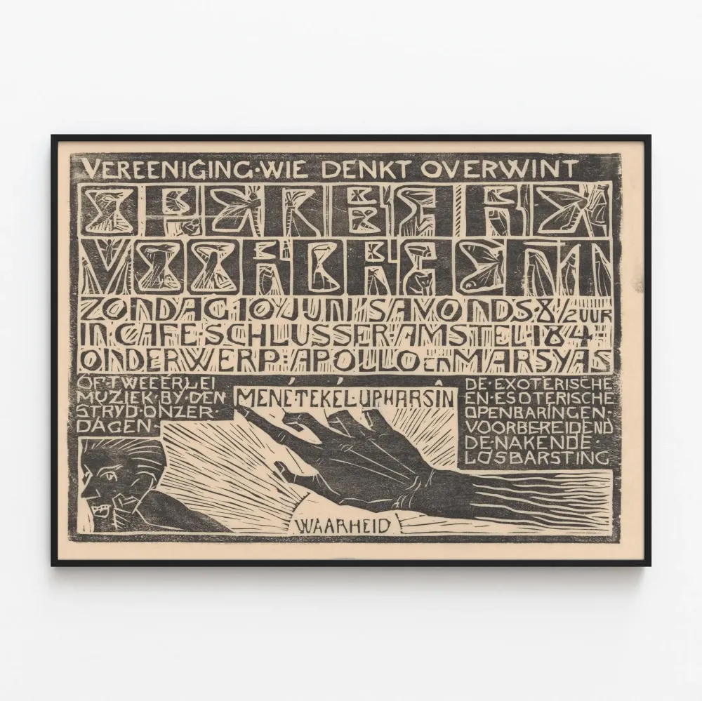 Juliste linogravööri Apollon ja Marsyas - Graafinen seinäkoristelu