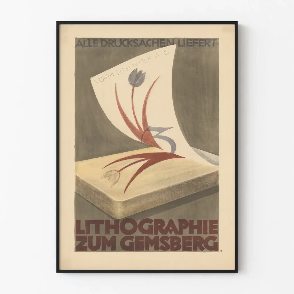Juliste litografia Zum Gemsberg - vintage seinäkoristelu