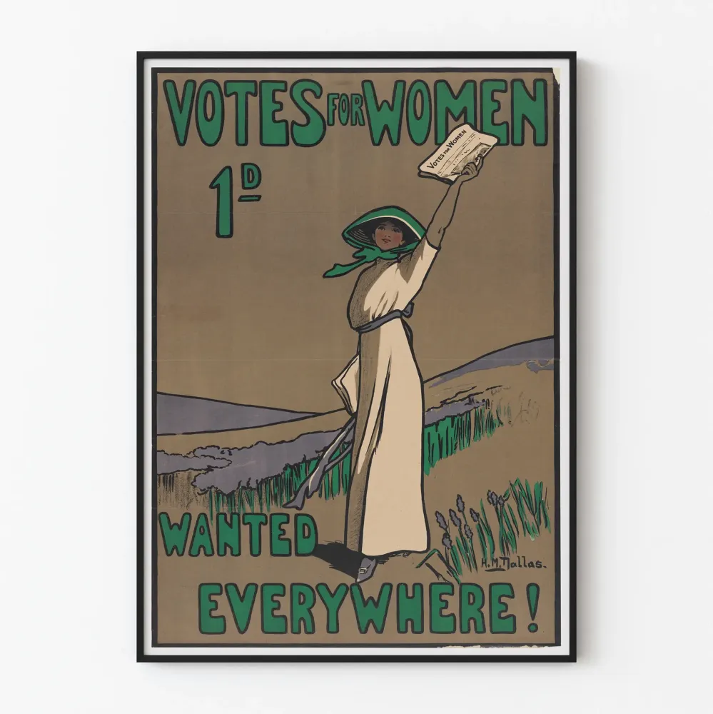 Juliste Äänioikeus naisille - Vintage feministinen seinäkoristelu