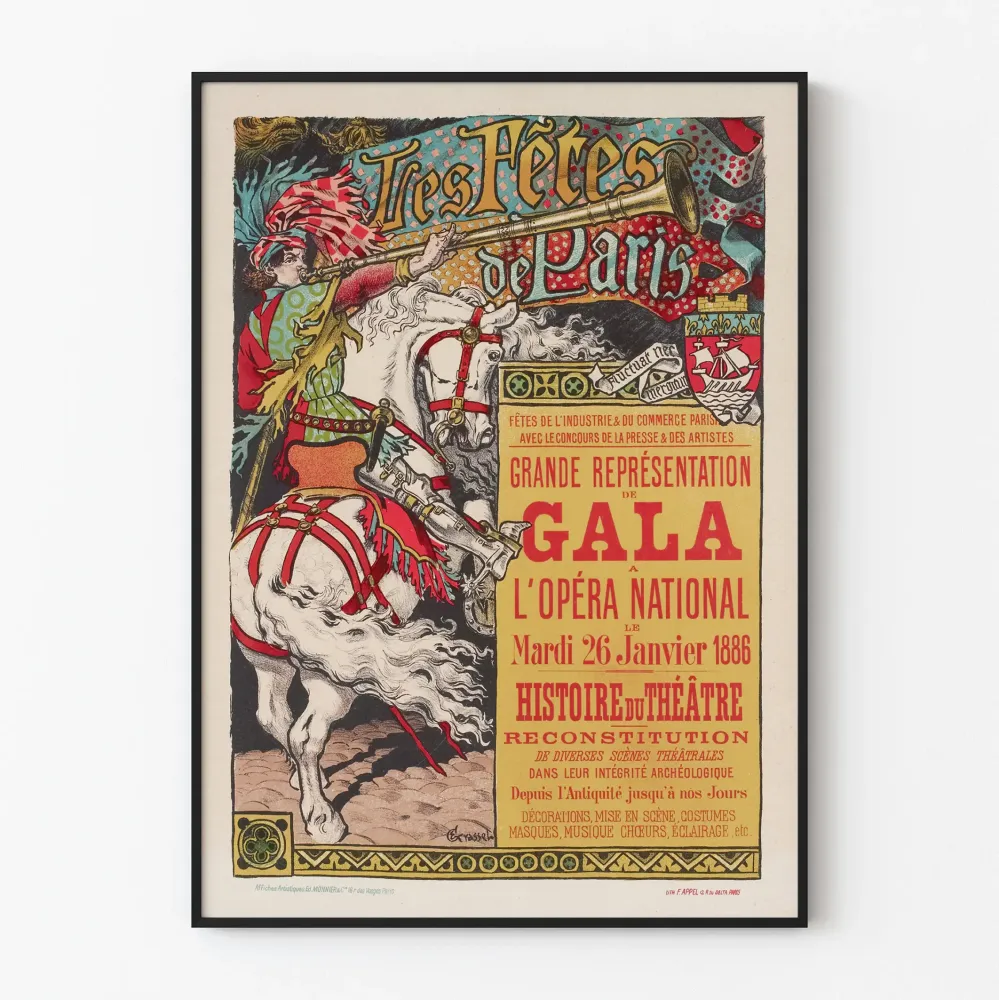 Juliste Pariisin juhlat - Suuri gaalailta Kansallisoopperassa 1886