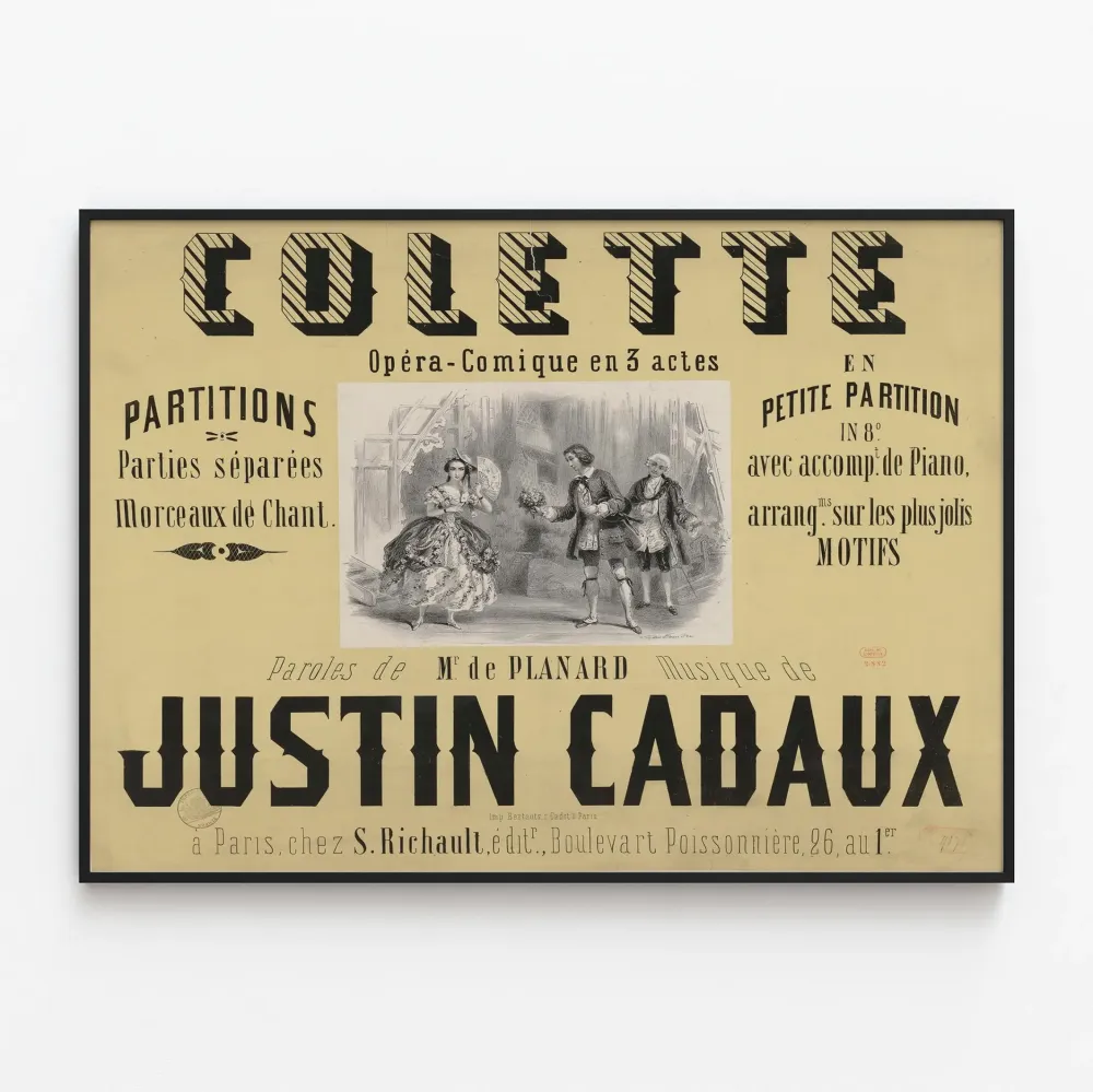 Juliste partituurista Colette operetti Justin Cadauxilta