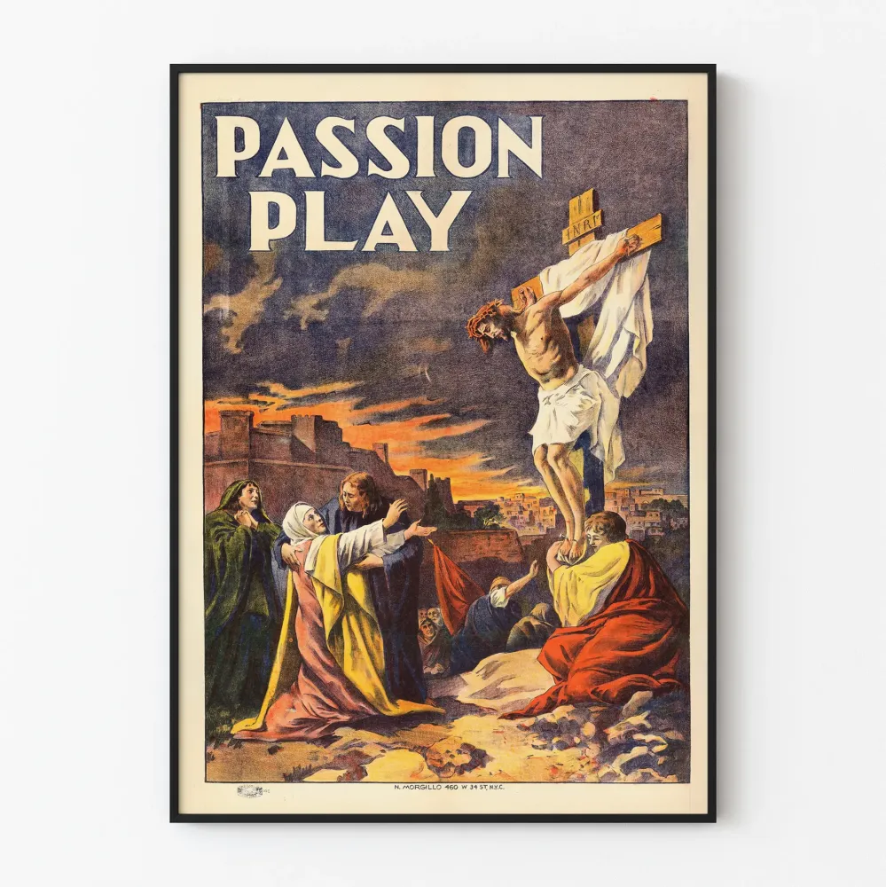 Juliste Passion Play - Vanha uskonnollinen seinäkoristelu