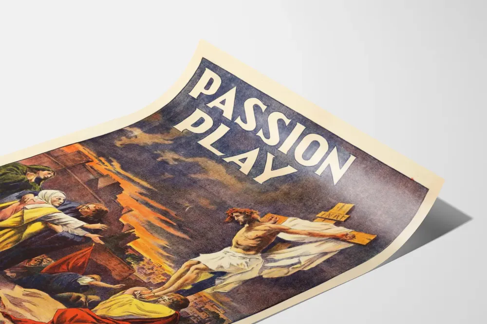 Juliste Passion Play - Vanha uskonnollinen seinäkoristelu