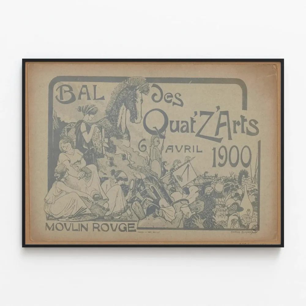 Juliste Quai d'Artsin tanssiaiset Moulin Rougessa 1900
