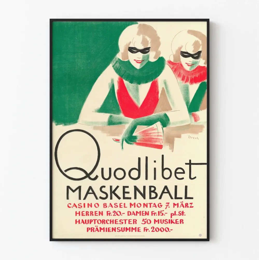 Juliste Quodlibet Maskenball Casino Basel seinäkoristelu vintage