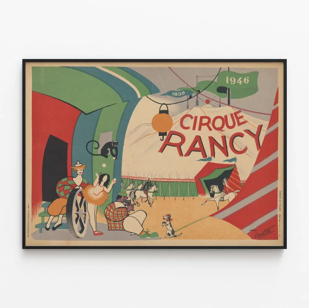 Juliste Rancy-sirkus 1856-1946 seinäkoristelu vintage