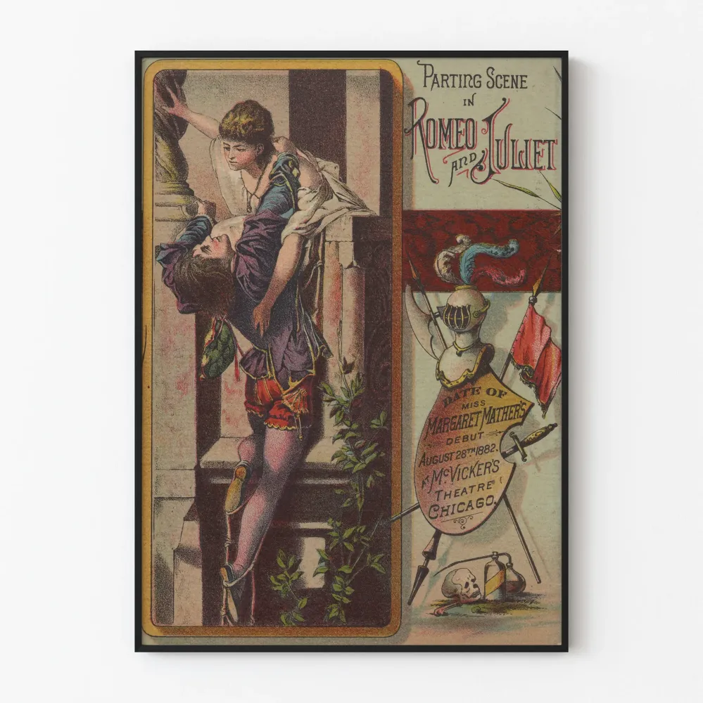 Juliste Romeo ja Julia hyvästelykohtauksesta vintage