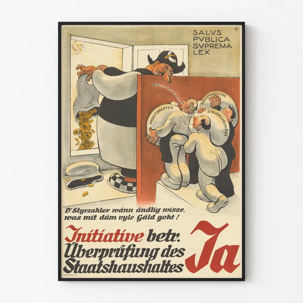 Juliste Saksan poliittinen retrojuliste - julkisen talouden hallinnan aloite