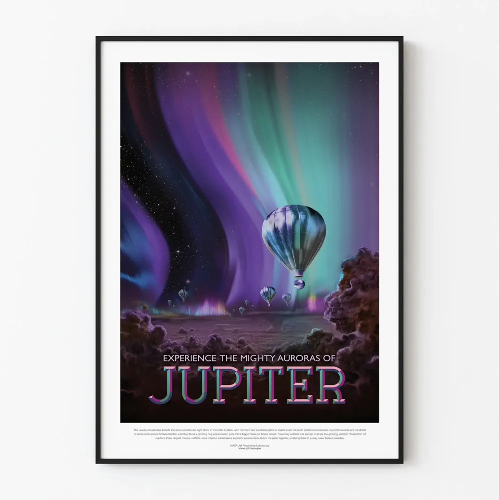 Juliste seinäkoriste: revontulet Jupiterillä