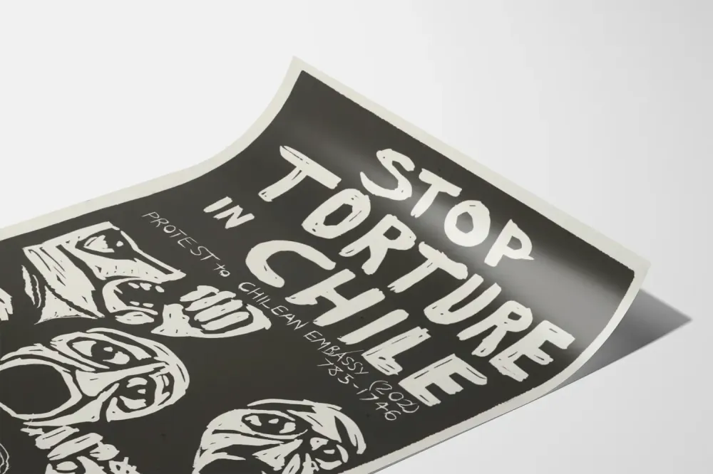 Juliste Stop Tortuura Chilessä - Näkyvä ja Sitoutunut Protesti