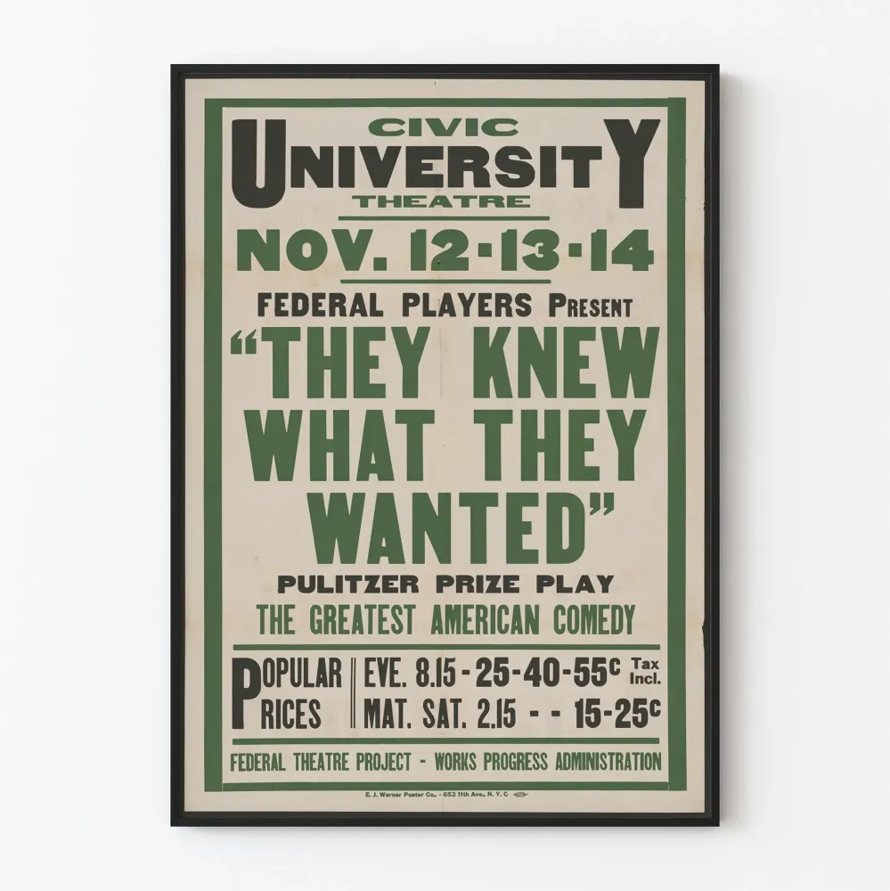 Juliste Teatteri Vintage They Knew What They Wanted