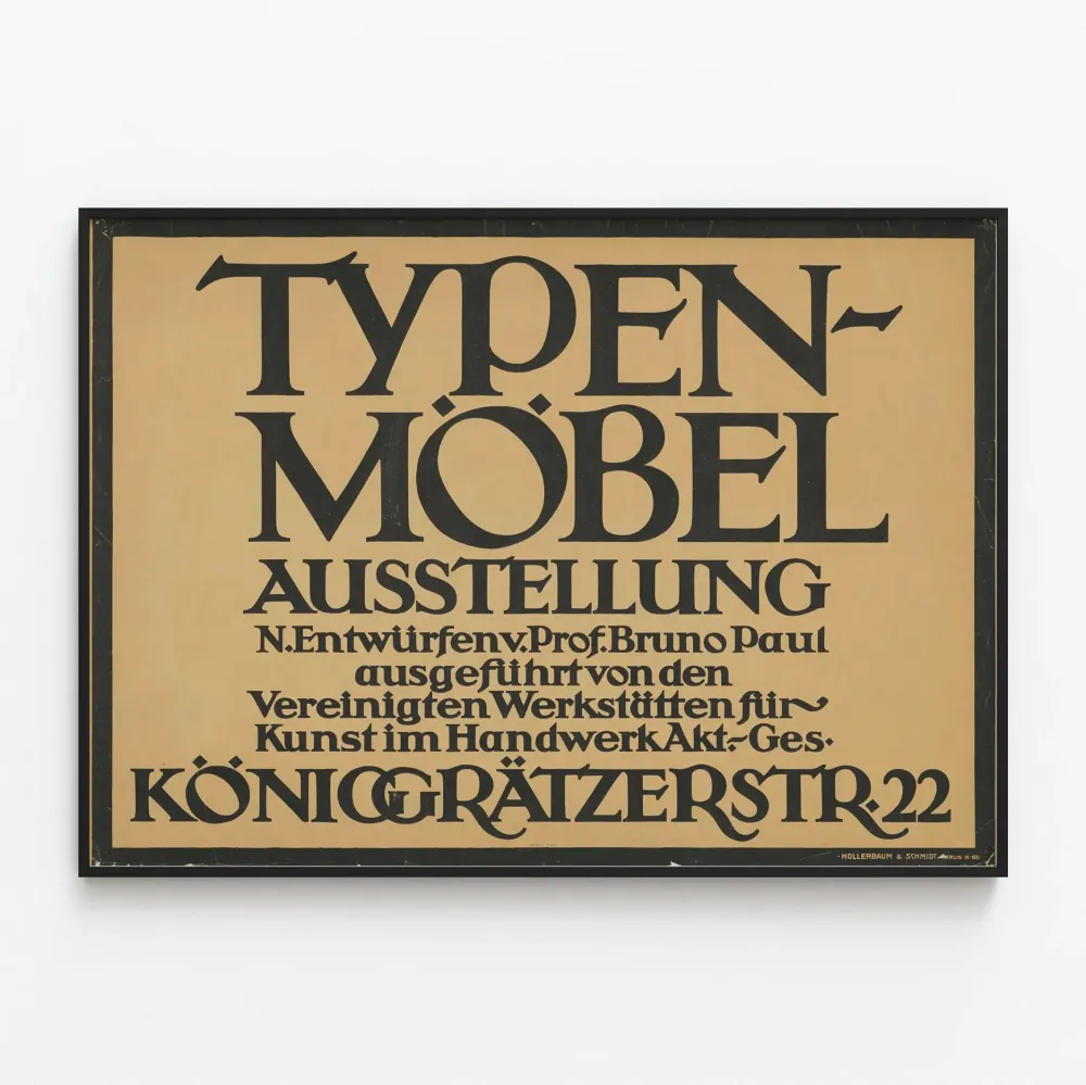 Juliste Typen Möbel Ausstellung - vintage-tyylinen typografinen seinäkoristejuliste