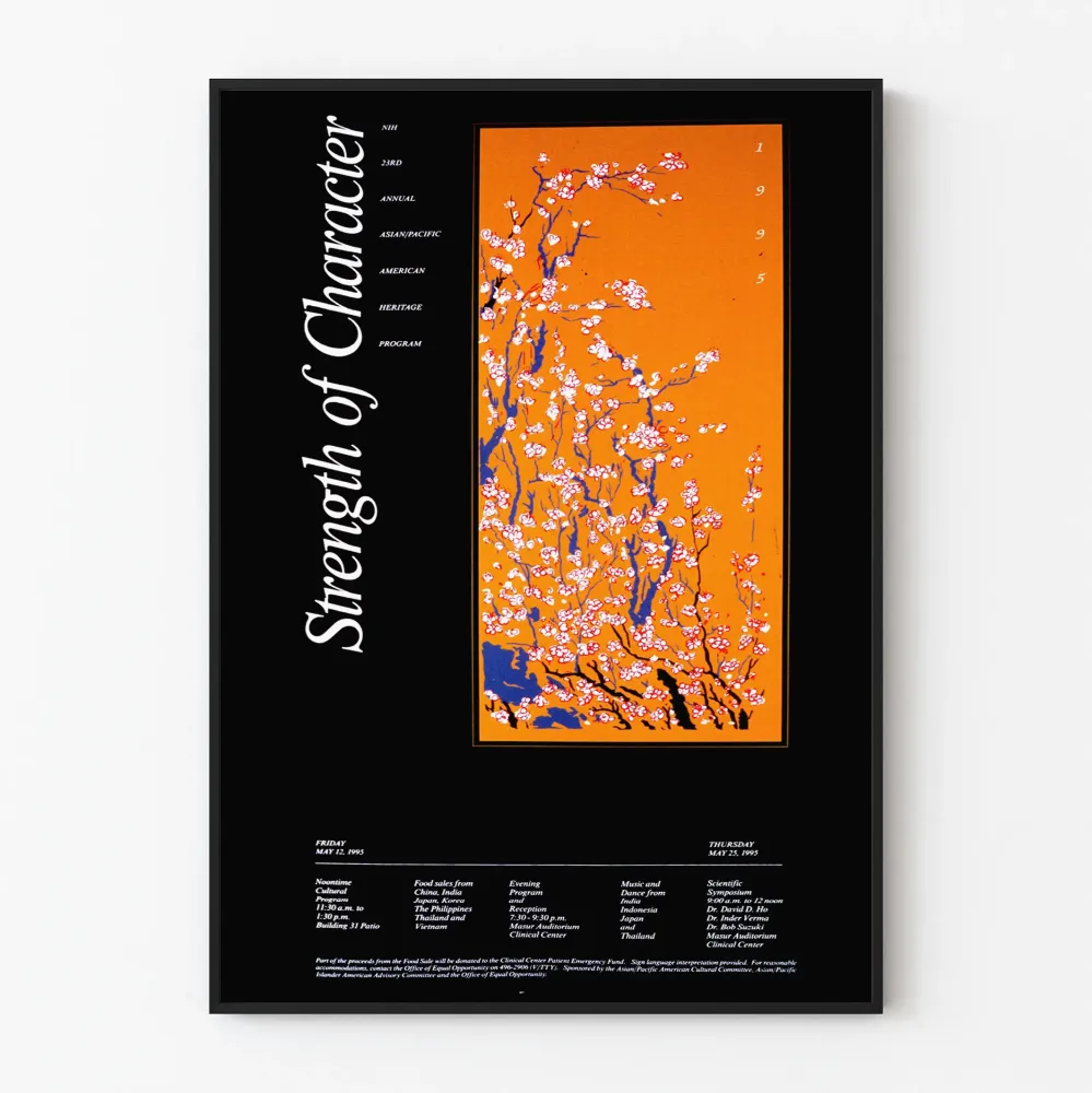 Juliste Vahvuuden luonne 1995 - Oranssi ja sininen kukkamaalaus seinäkoriste