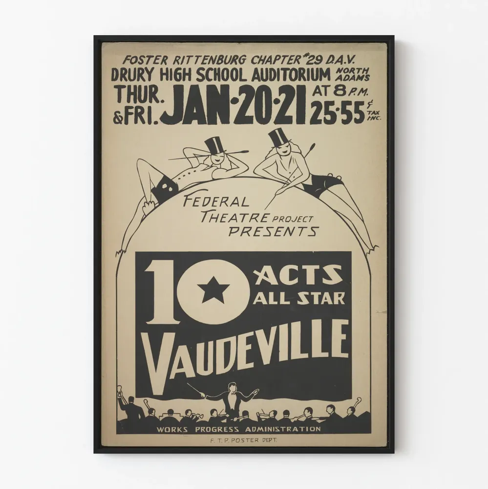 Juliste Vaudeville 10 näytöstä All Star - Vintage-teatteriseinäkoristelu