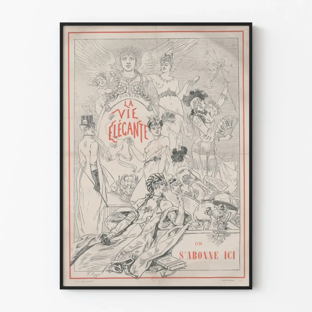 Juliste La Vie Élégante F:n F. Ropsin vintage-seinäkoristukseen