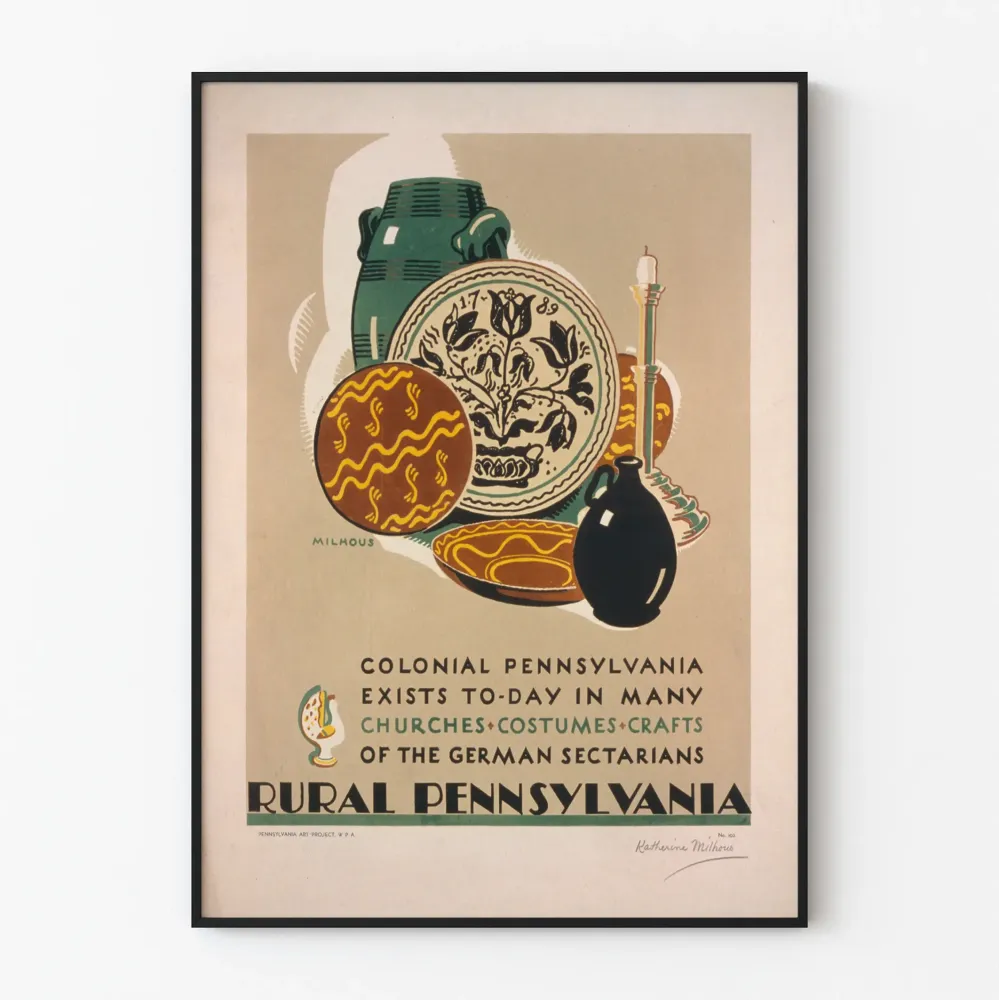 Juliste Vintage Koristeellinen Maaseudun Pennsylvanian Taidekeramiikka