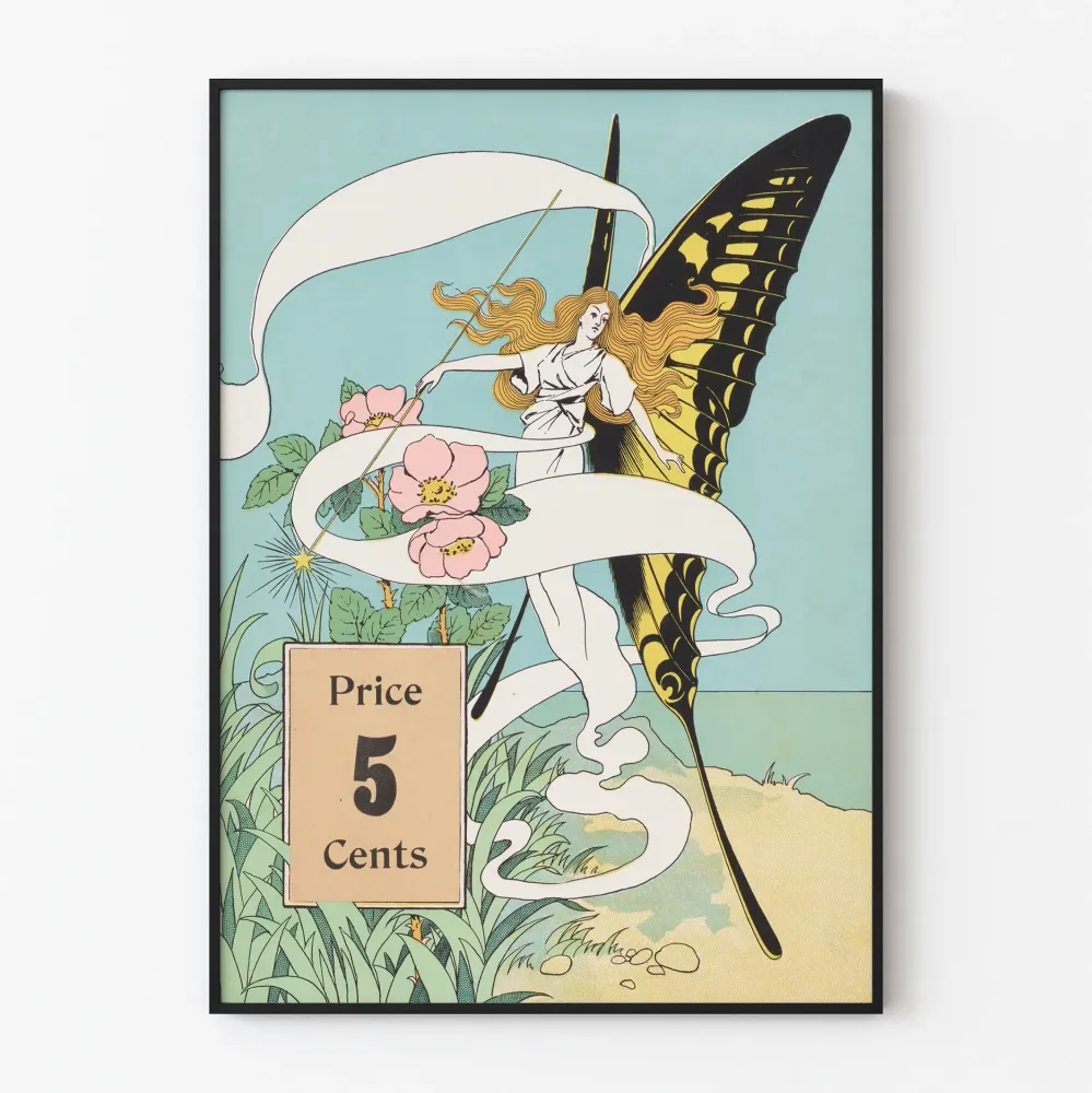 Juliste Waterbury Papillon et Déesse Art Nouveau