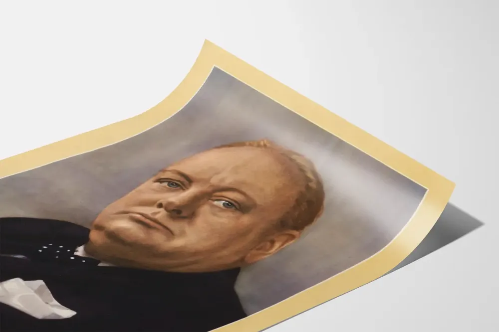 Juliste Winston S. Churchillin virallisen pukukuvan poseeraus