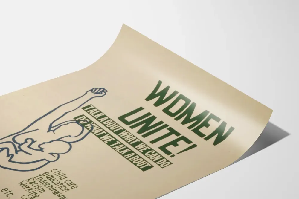 Juliste Women Unite - Julistautuminen naisten yhtenäisyyden ja sosiaalisten oikeuksien puolesta