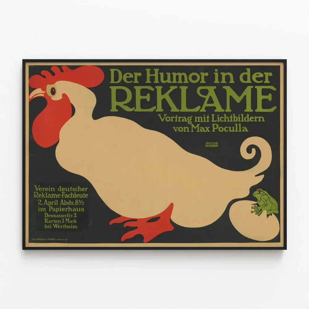 Julius Klingerin vintage huumorinen mainosjuliste