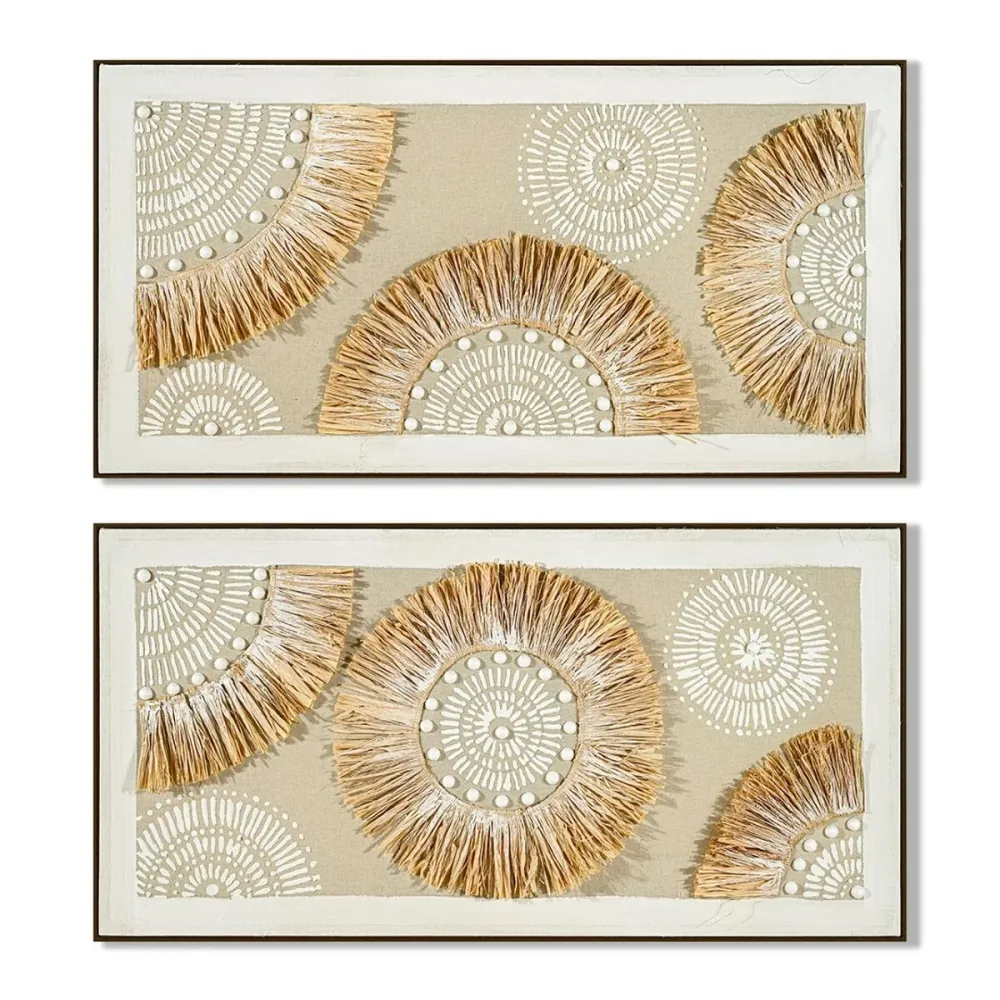 Kangas Home ESPRIT Beige Luonnollinen Boho 122 x 4,5 x 62 cm (2 osaa)