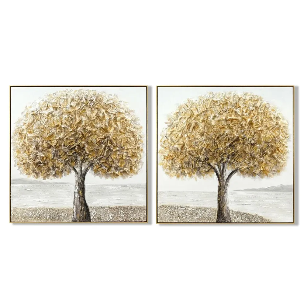 Kangas Home ESPRIT Harmaa Kullattu Puut Perinteinen 102 x 4,5 x 102 cm (2 osaa)