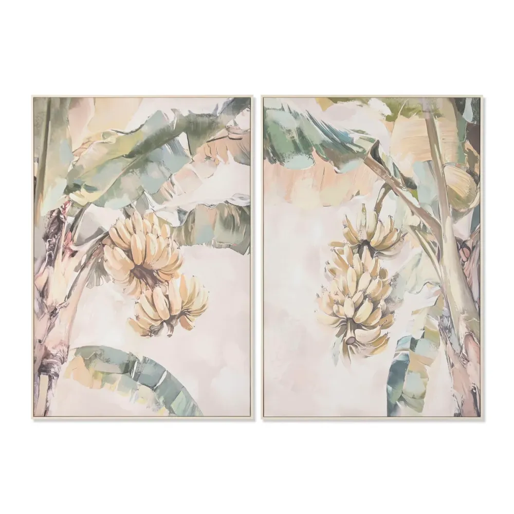 Kangas Home ESPRIT Keltainen Vihreä Trooppinen 82,5 x 3,5 x 122,5 cm (2 osaa)