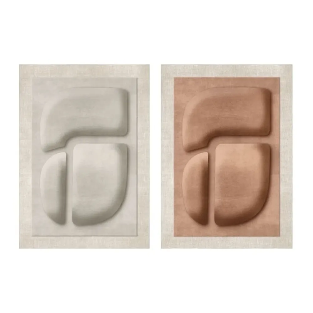 Kangas Home ESPRIT Ruskea Beige Abstrakti Skandinaavinen 80 x 3 x 120 cm (2 osaa)