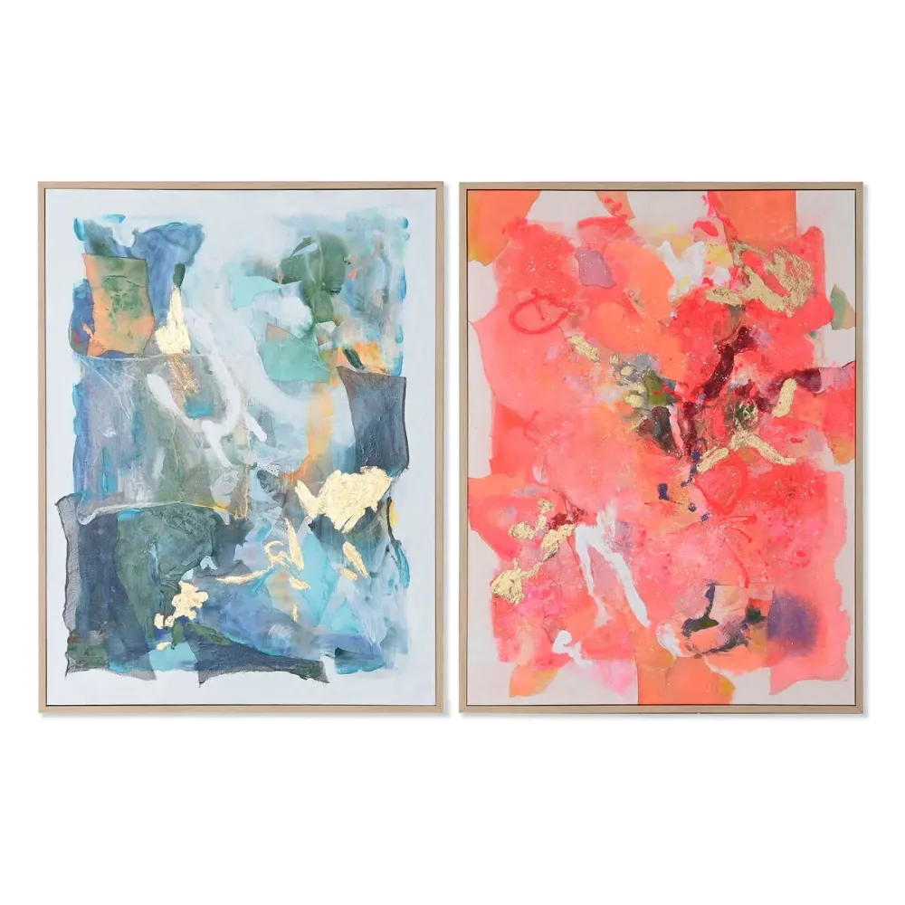 Kangas Home ESPRIT Sininen Pinkki polystyreeni Kangas Abstrakti Moderni 94 x 4 x 123,5 cm (2 osaa)