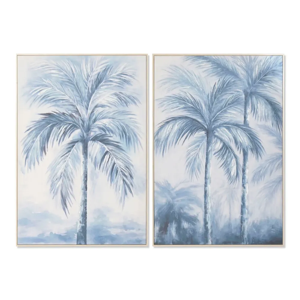 Kangas Home ESPRIT Sininen Valkoinen Palmut Trooppinen 82,5 x 3,5 x 122,5 cm (2 osaa)