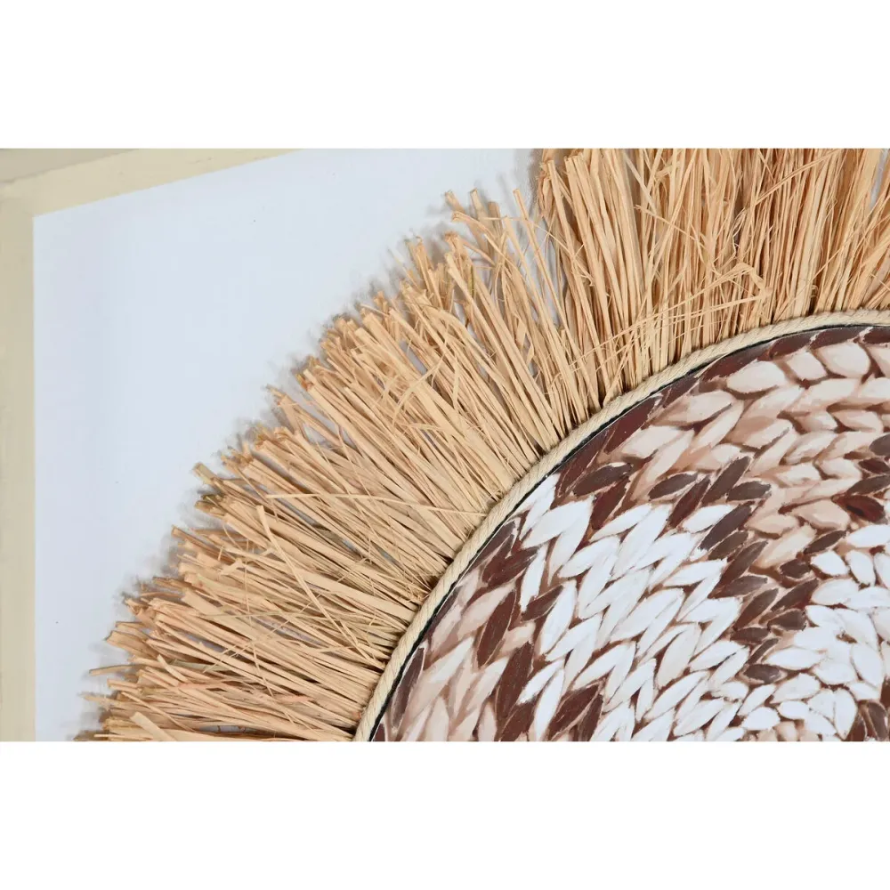 Kangas Home ESPRIT Valkoinen Luonnollinen Boho 60 x 3 x 60 cm (2 osaa)