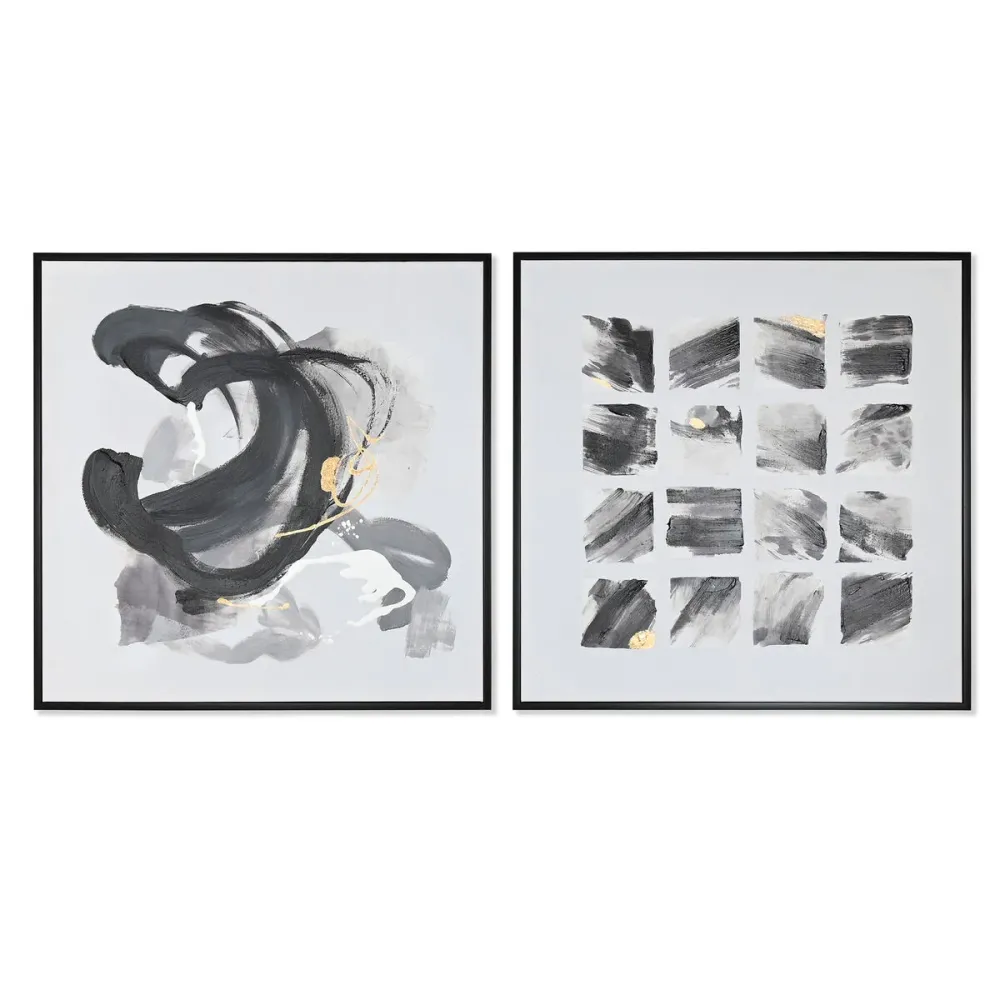 Kangas Home ESPRIT Valkoinen Musta polystyreeni Kangas Abstrakti Moderni 104 x 4 x 103,5 cm (2 osaa)