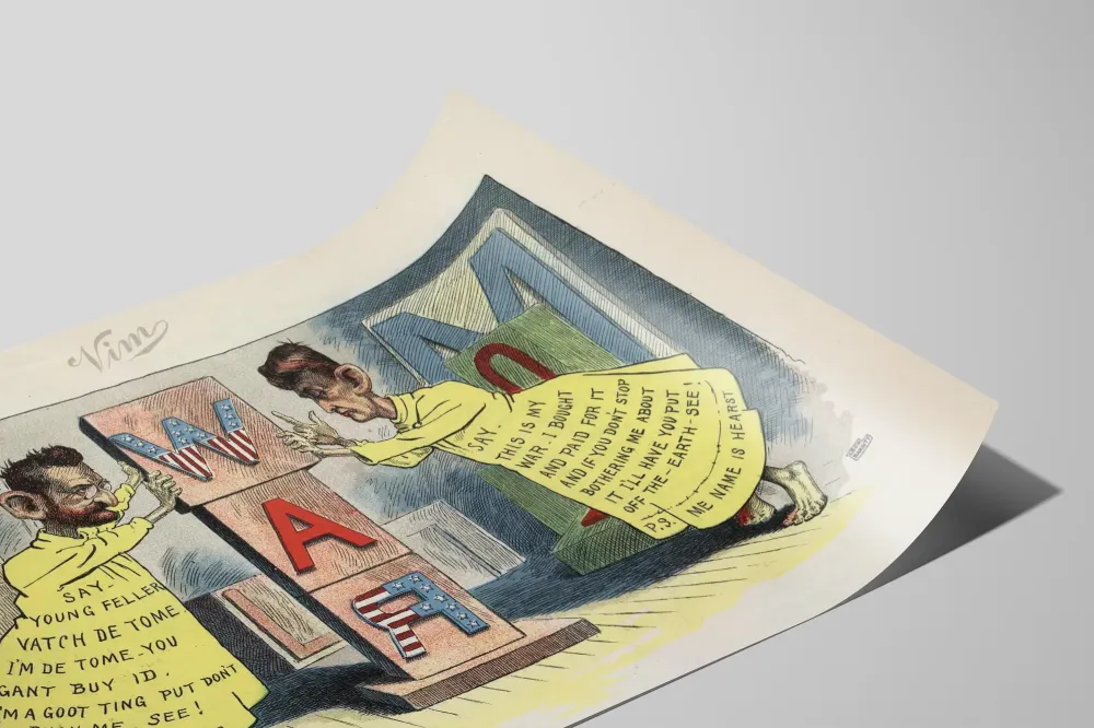Karikatyyrimainen juliste Typografian sota 'Suuri kirjoituskilpailu'
