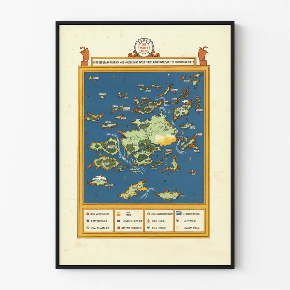 Karttakuva Les Quarante Îles - Vintage-seinäkoristelu Juliste